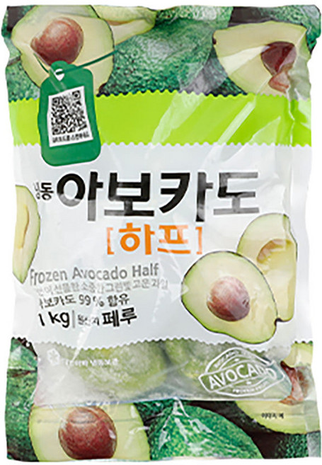 냉동 아보카도 하프컷 1kg, 3개
