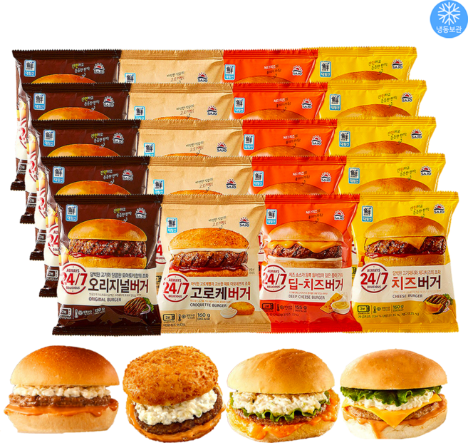 사조대림 냉동햄버거 24개 / 오리지널버거 6+ 고로케버거 6+ 딥치츠버거 6 + 치즈버거 6