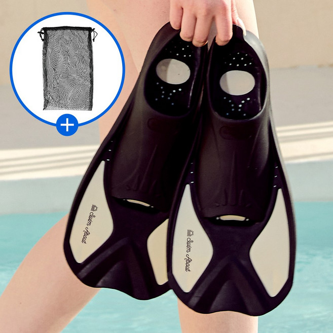 스윔어바웃 숏핀 스노쿨링 오리발 수영 연습용 메쉬파우치 포함