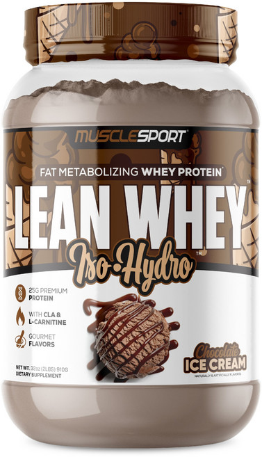 MUSCLESPORT Lean Whey 分離乳清水解巧克力冰淇淋, 1個, 910g