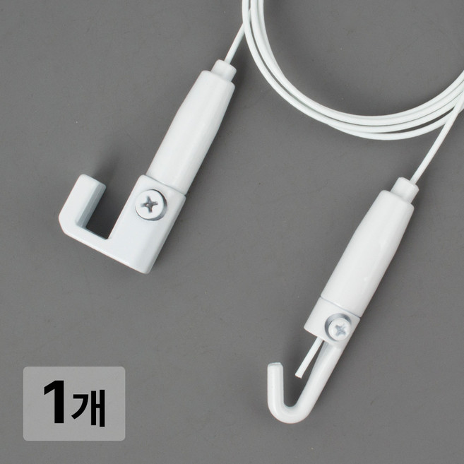 [철물인] 액자걸이 강력7자 대 10kg용 화이트 - 7자벽레일용, 1개, 와이어1미터-화이트