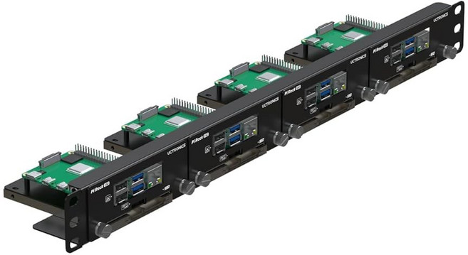 SSD 장착 브래킷이 있는 라즈베리 파이용 UCTronics 19 u201D 1U 랙 마운트 엄지 나사 전면 탈착식 브래킷 최대 4개의 파이 5 3B / 3B+ 4B 및