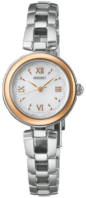 SEIKO 精工 女用S系列太陽能10 ATM防水不鏽鋼金屬手錶 SWFA210