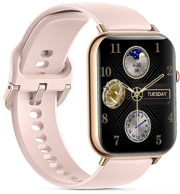 MEGA KING Watch S3 智慧手錶 運動追蹤、睡眠監測、訊息通知、時尚設計 1.96 英吋, 粉橘, 黑色, 藍牙