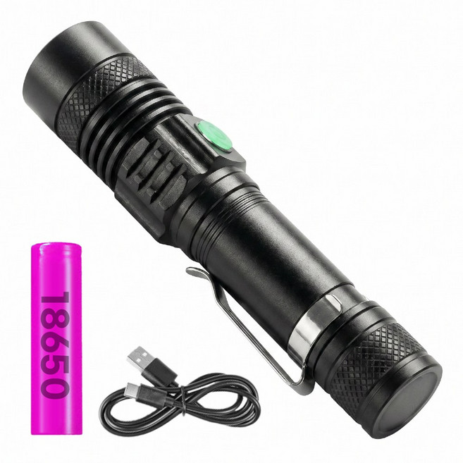 82g 가벼운 초강력 LED 손전등 충전식 휴대용 후레쉬 괴물 써치라이트, 1개, 블랙
