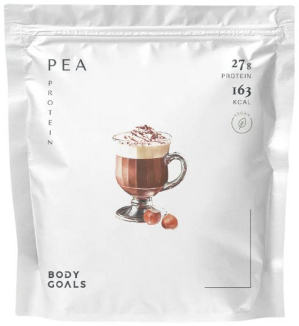 BODY GOALS 豌豆蛋白飲Pro-榛果可可 27克蛋白質 植物性蛋白 素食可用 台灣製造, 1kg, 1個