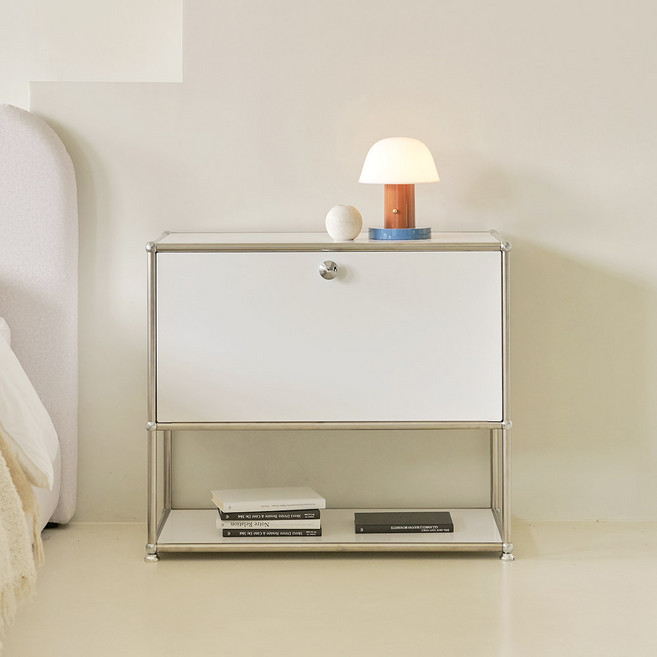 포스트모던 발렌 미드센츄리 1단오픈 모듈 수납장 770 2단, 웜그레이