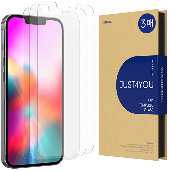 저스트포유 강화유리 스마트폰 액정보호필름 2.5D 3매입, 1개