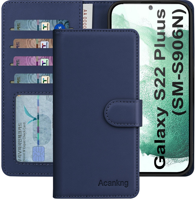 아칸크 삼성 갤럭시 S22 플러스 5G 클래식 베이직 지갑형 카드수납 프리미엄 가죽 다이어리 휴대폰 케이스 S22Plus (SM-S906N) 적용