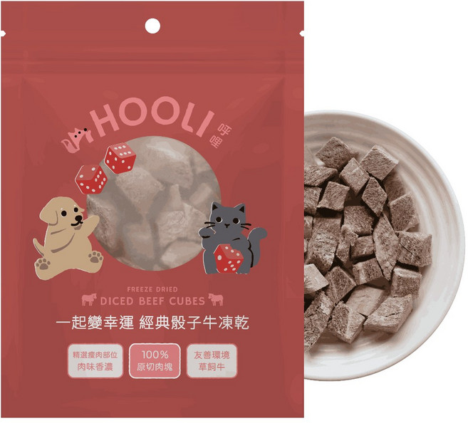 HOOLI 雞腿排凍乾 寵物零食, 骰子牛, 1個