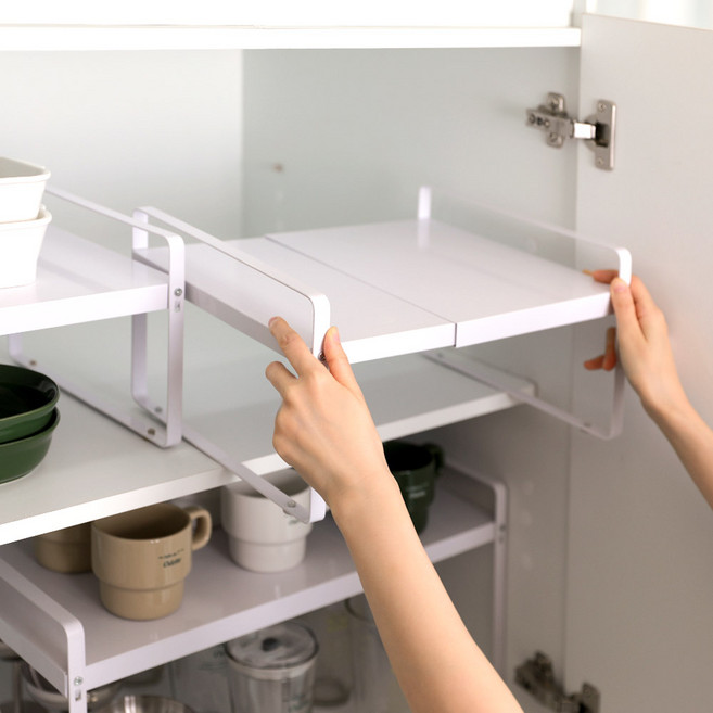 길이조절 탄소강 슬라이드 그릇정리대 싱크대 상부장 하부장 접시정리 주방선반, 25cm