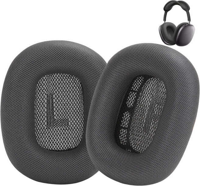 Airpods MAX 에어팟 맥스 1 2 이어패드 호환 쿠션 커버 귀마개 헤드폰 헤드셋 스펀지 캡 좌우 1쌍 [최고급 단백질 가죽 버전], 1세트, 스페이스 그레이 좌우 [최고급가죽], 에어팟 맥스 1 2호환
