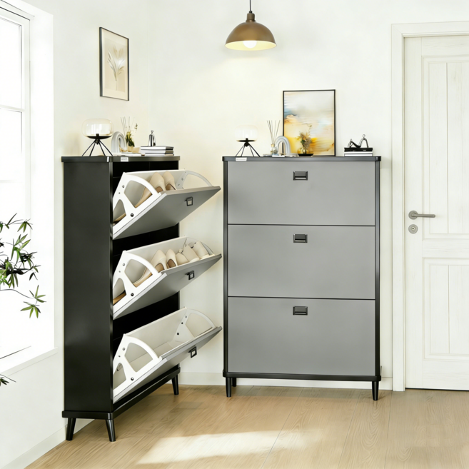 UniNest E0급 고급형 면조립 슬림 틈새 신발장 현관 신발 정리대 다용도 수납장, 다크그레이, 1개