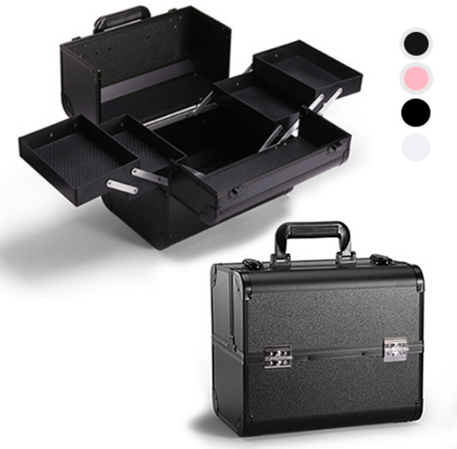 GSTUFF 메이크업 박스 뷰티 화장품 캐리어, 1개, 올블랙 32X21X26