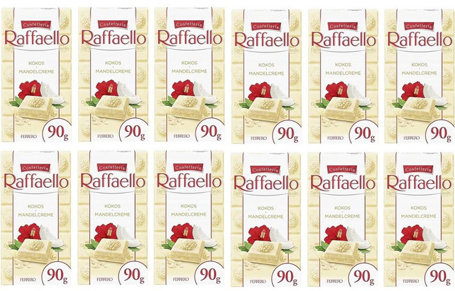 Ferrero 페레로 라파엘로 아몬드 크림 앤 코코넛 화이트 초콜릿, 90g, 12개