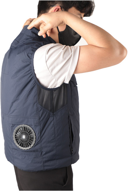 한신케미칼 지벤 냉풍 아이스 선풍기조끼 쿨링팬 보조배터리 세트구성, 1세트, 네이비