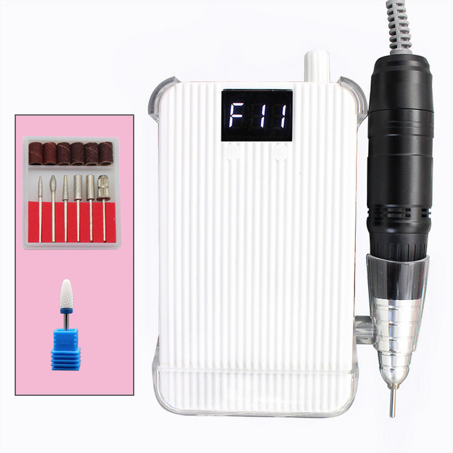 EN400 美甲打磨機 30000轉無級變速 35W, 1個, 充電款打磨機白(送陶瓷打磨頭)