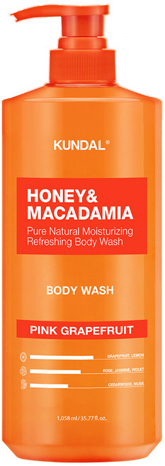 쿤달 허니 앤 마카다미아 퓨어 바디워시 핑크그레이프프룻향, 1.058L, 2개