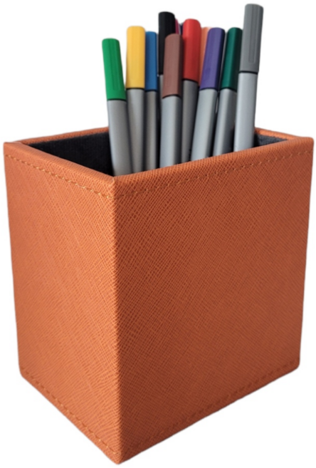 가죽 슬림 연필꽂이 / 펜꽂이 / 리모컨꽂이, 슬림연필꽂이(오렌지)