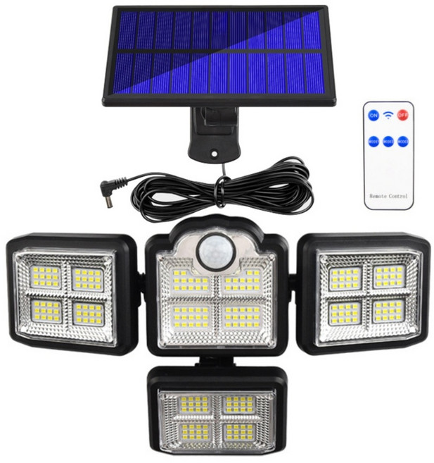 에이치케이셀 KC인증 배터리 3000mAh 다각도 벽걸이 태양열 198LED 조명, 백색등