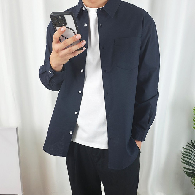 더핏 남성용 옥스포드 오버핏 빅사이즈 면100% 셔츠