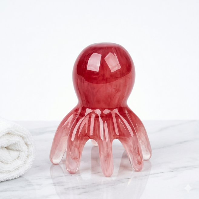 두피 승모근 문어 괄사 림프 전신 미니 마사지, 핑크, 1개