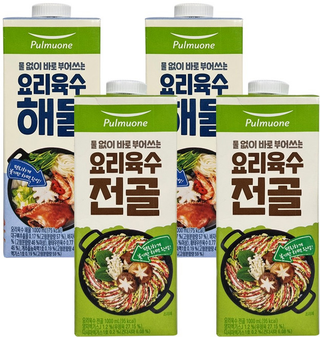 풀무원 요리육수 1000ml 2개씩 (해물 + 전골) 국물요리 간편육수, 2개, 1L