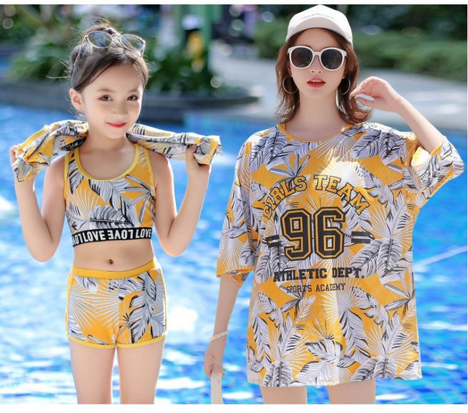 엄마랑 딸 체형 커버 3피스 여아 수영복