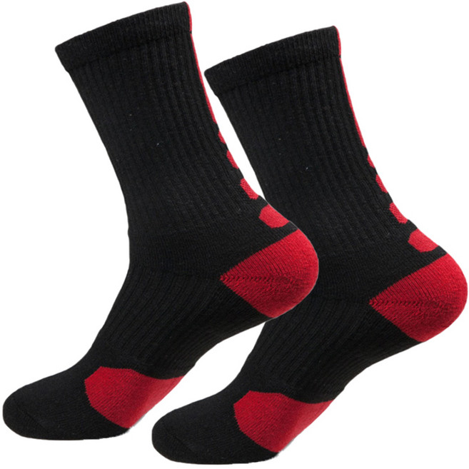 액티브 쿠션 스포츠 양말 장목 발바닥 쿠션 러닝 헬스 등산, 1개, 블랙레드