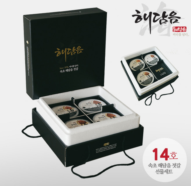 속초해담음 젓갈 선물세트 14호 청어알젓+가리비젓+갈치속젓+못난이명란젓 4종구성, 선물세트14호 (250g*4종), 1개