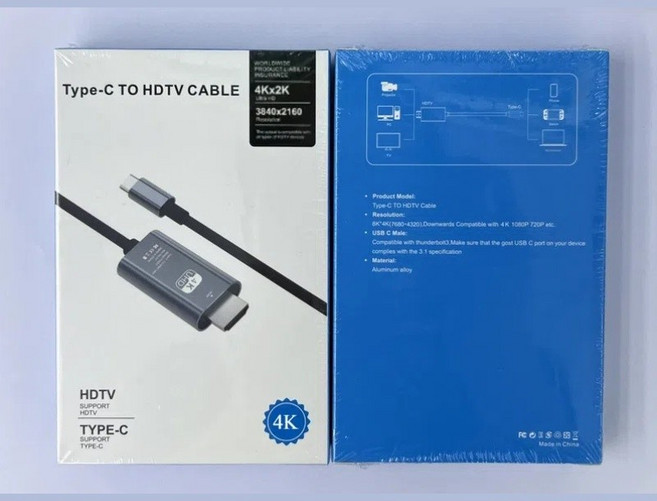 高清投屏轉接線 即插即用轉換大屏 Type C 轉 HDTV 視頻轉接線, 1個, 4k30hz 黑色 2米, 4k30hz 黑色 2米