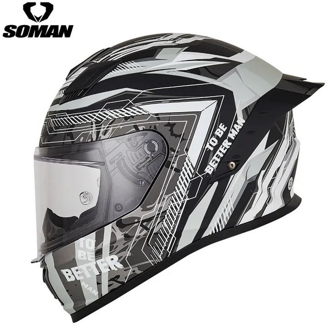 soman F1 全罩式安全帽 降噪 安全認證 插釦 拆洗內裡 耳機槽, 黑灰海克,L(57-58CM)