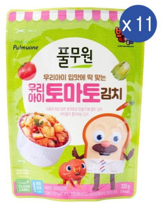풀무원 우리아이 토마토 김치, 300g, 11개