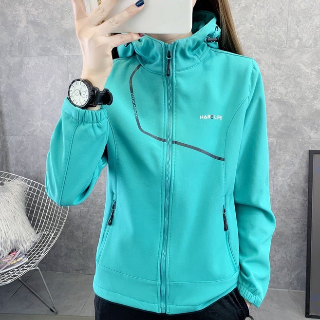 HARELIFE 女款戶外刷絨保暖軟殼衝鋒外套
