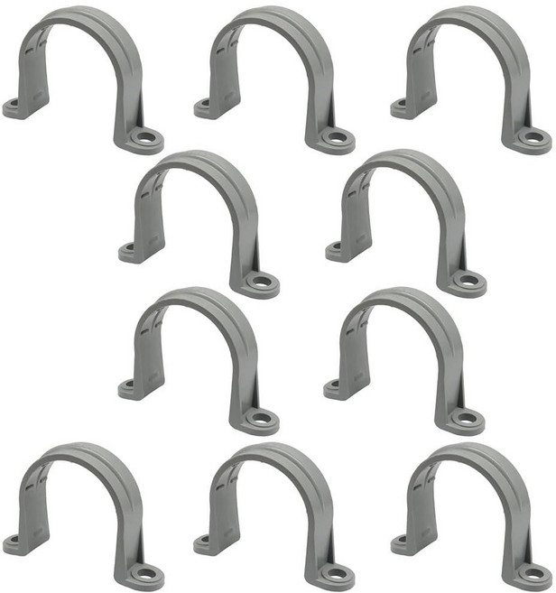 Bivethoi 10 Pcs 1-1/2" PVC Pipe Strap Grey Plastic Conduit Clamp for Pipe Cable Hose Installati