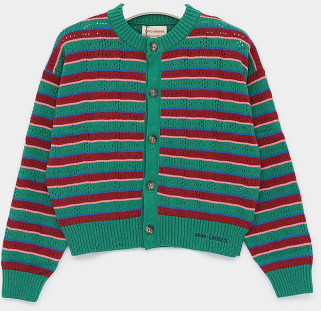 보보쇼즈 틱 탁 토 스트라이프 크루넥 여아 가디건 B225AC115 991