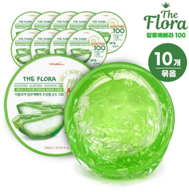 더플로라 알로에베라 수딩젤 순도100 300ml 10개 보습 진정 수분크림