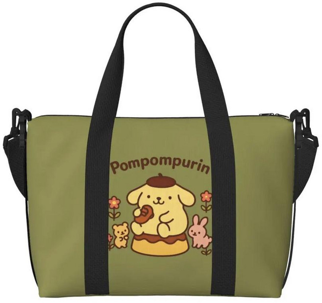 폼폼푸린 비치 토트백 귀여운 강아지 큰 수납공간 짐 여행 가방, 10. 17, 1개