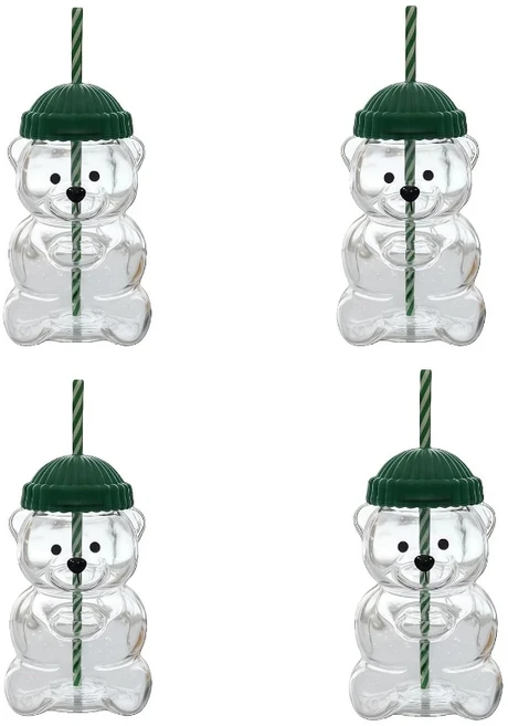 베어 컵 2025 신제품 티드 빨대컵 귀여운 곰돌이 포함, 03 4pcs