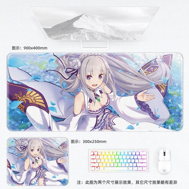 리제로 에밀리아 동인 마우스 패드 키보드 장패드 두께 4mm, 에밀리아 107, 700x300mm