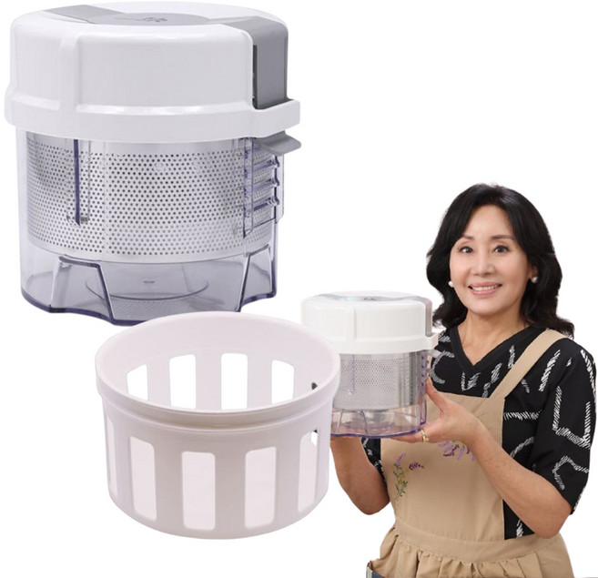 홍여진 하이로 빅스텐 골드 매직 짤순이 2.4L 대용량 야채 음식 탈수기, 1개, 화이트