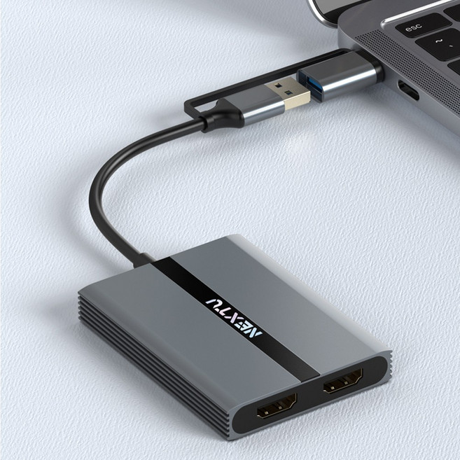 넥스트유 5722TCH-DUAL C타입 HDMI2.0 듀얼모니터 확장 복제 미러링 컨버터, 1개