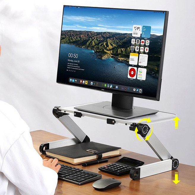슬림소녀 접이식 휴대용 높이 각도조절 모니터 받침대 노트북 거치대, 화이트, 1개