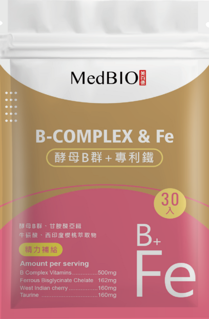 MedBIO 酵母B群 + 專利鐵, 15g, 1個