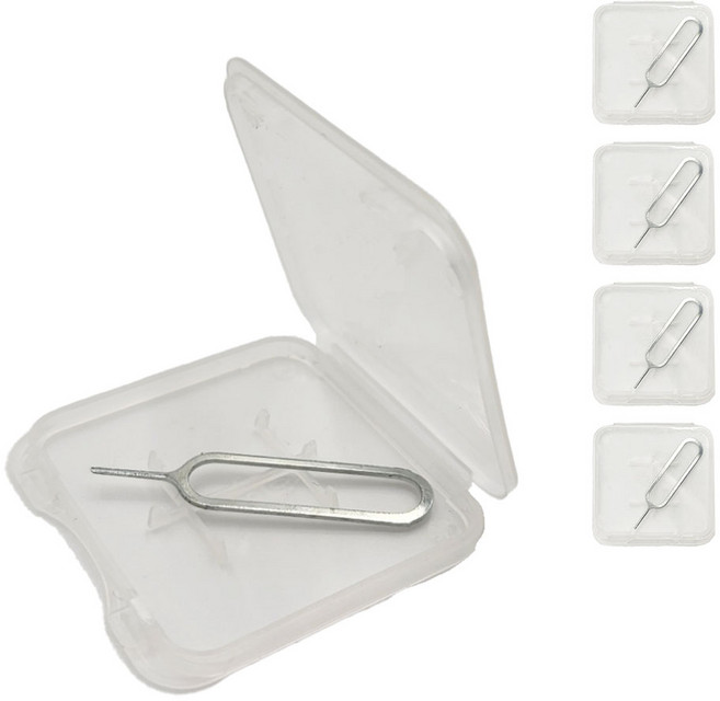 디자인위로 해외여행 유심칩 유심카드 제거핀+케이스 세트, 혼합색상, 5개