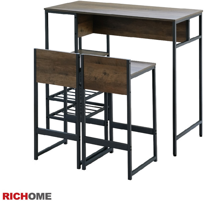 RICHOME 佛萊士高腳桌椅組 工業風 Loft風, 木紋色, 1個