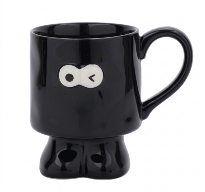 리츠센 뚜벅 이모지 머그컵, 1개, 블랙