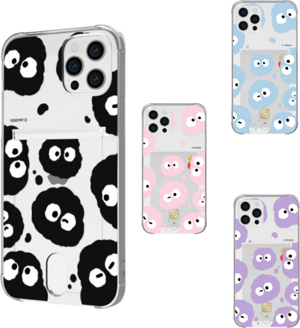 갤럭시X커버5(G525) 보들보들 와글 솜뭉치 에어쿠션 투명 카드 젤리 케이스