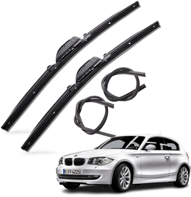 BMW 1시리즈 전차종 순정(호환)형 자동차 프리미엄 와이퍼 전면 리필고무 1+1+1, 1시리즈 E81-PR500+500커넥터B1, +리필고무 각 사이즈 1개씩