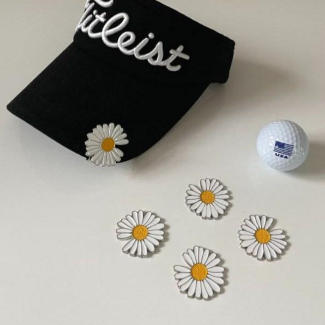 꽃 데이지 볼마커 골프악세서리, 화이트, 1개